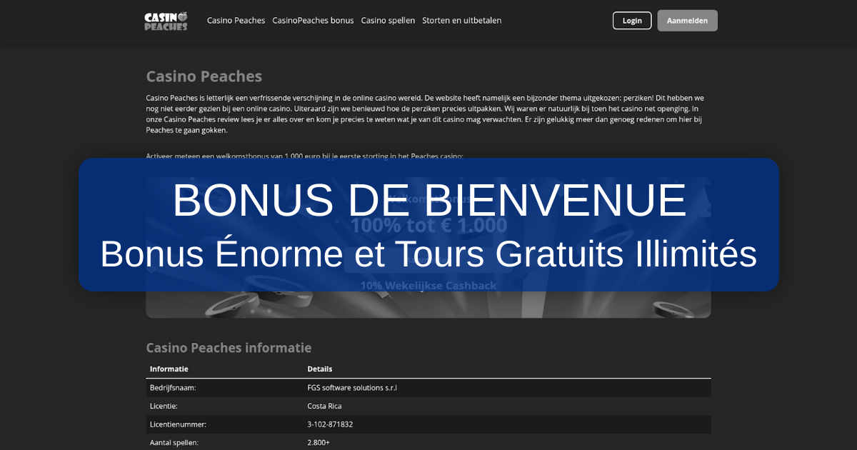 Peaches Casino welcome bonus